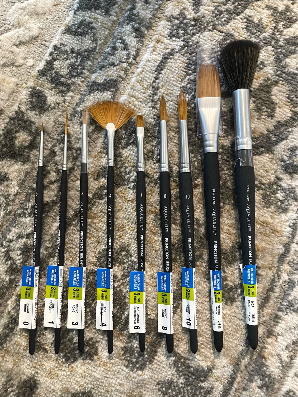Princeton Aqua Elite Series Synthetic Watercolor Paint Brush Bundle #5 (9)